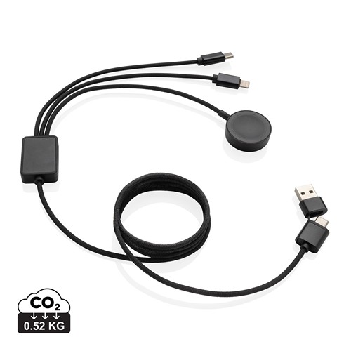 Câble 6-en-1 avec chargeur de montre en rPET RCS Terra