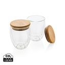 Set de 2 verres double paroi 250ml avec couvercle en bambou