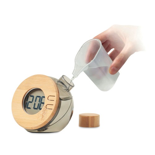 DROPPY LUX Horloge à eau LCD en bambou