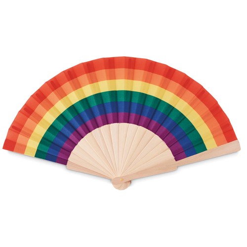 BOWFAN Eventail en bois arc-en-ciel